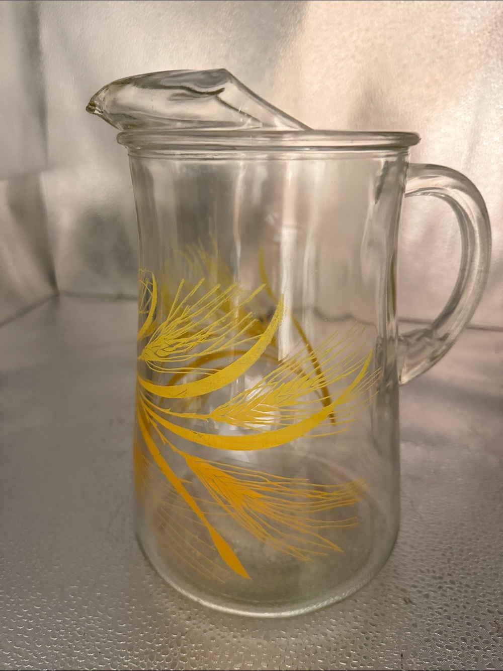 Vintage Libbey Clear Glass “Golden Wheat” Pitcher